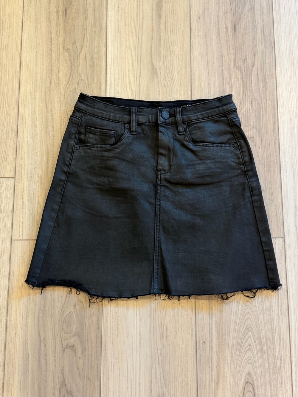 Blank NYC Black A-Line Denim Mini Skirt